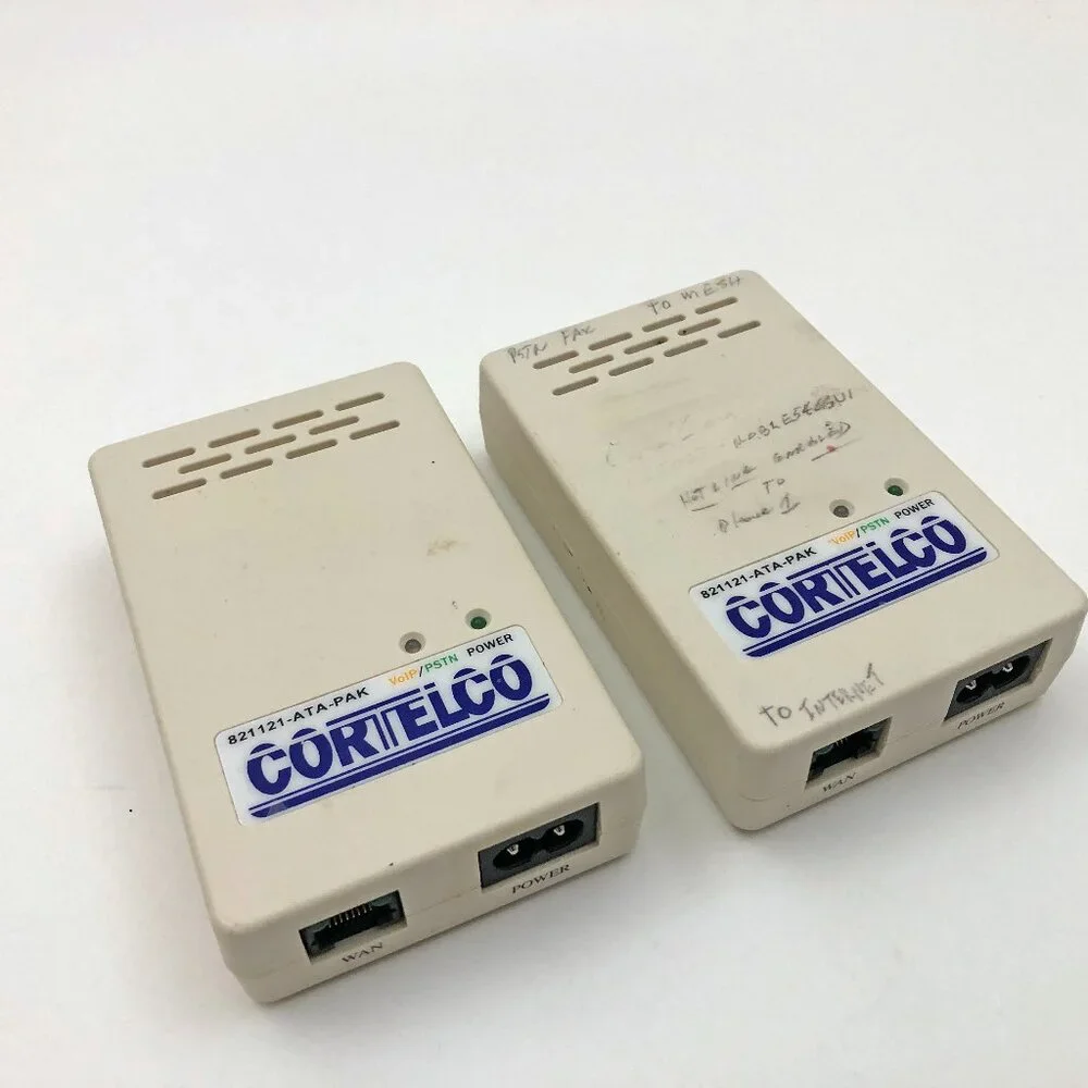 Cortelco 821121 VOIP/PSTN Power Analog Phone Terminal Adapter Set - 2 Used AS-IS